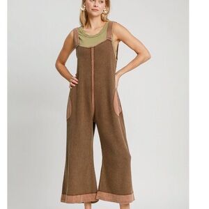 Umgee Waffle Knit Sleeveless Jumpsuit